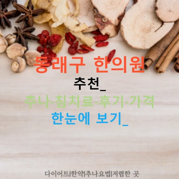 동래구 한의원 추천: 추나·침치료·후기·가격 한눈에 보기!