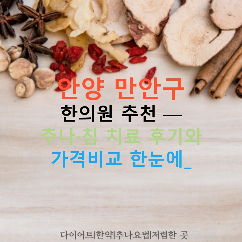 안양 만안구 한의원 추천 — 추나·침 치료 후기와 가격비교 한눈에!